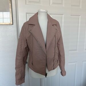 A&F Rose Pink Faux Leather Moto Jacket - M